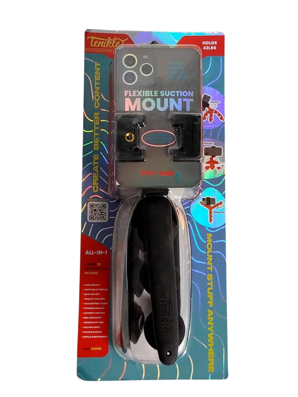 Tenikle Pro Flexible Tripod Bendable Suction Cup Camera & Phone Mount